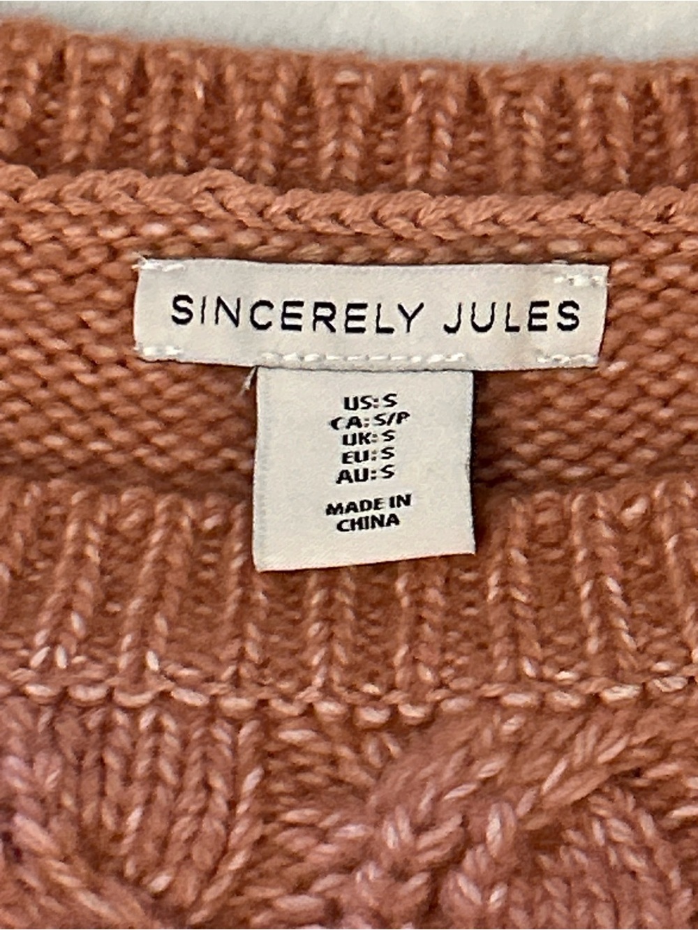 Sincerely Jules Cable Knit Sweater Vest Pink Blush Sleeveless Size Small - Picture 3 of 9